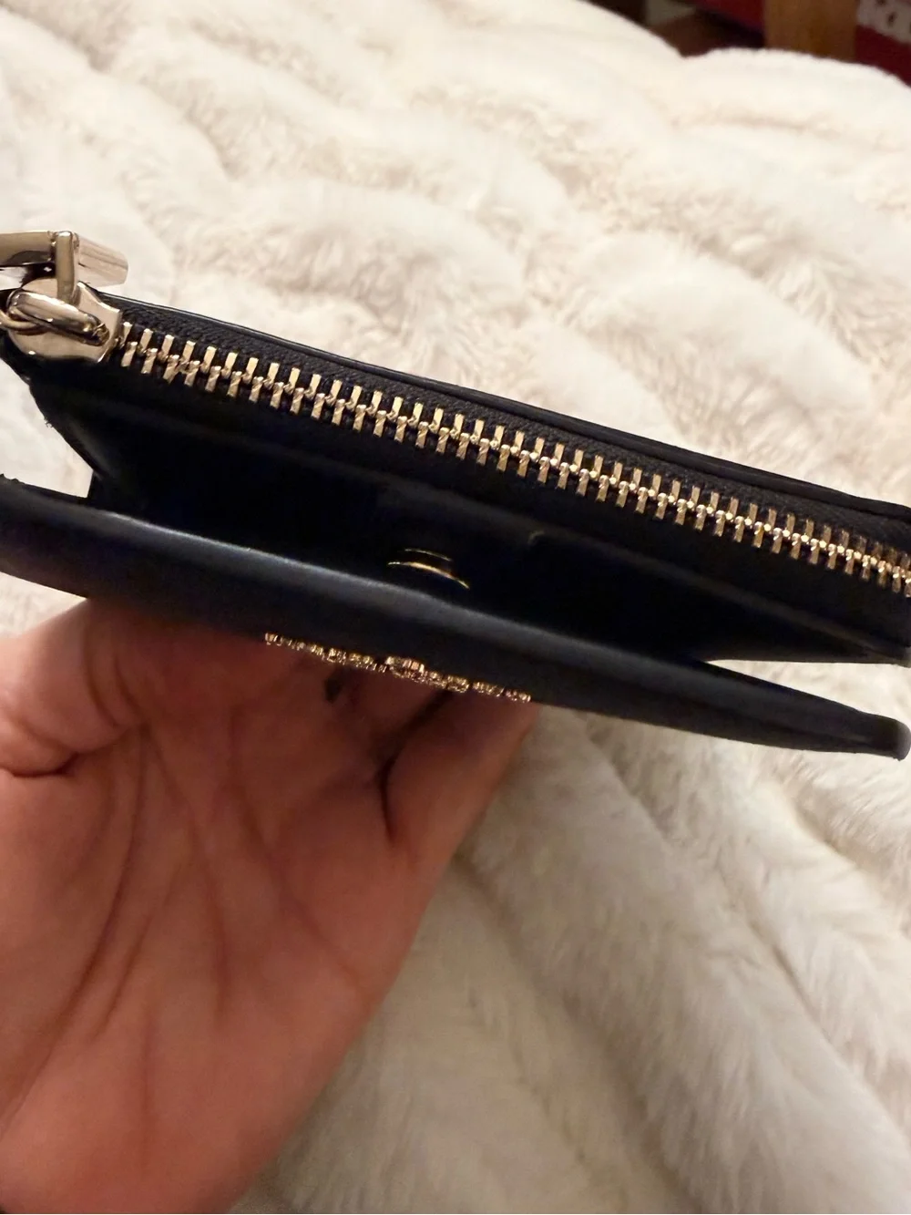 kate spade Black Glitter Zip Around Card Wallet